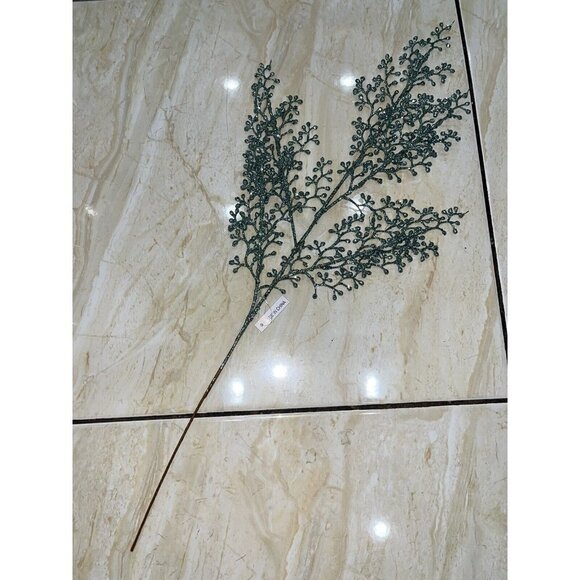 Christmas Tree Glittered Berry Branch Picks Valerie Par Hill Set of 8 23" Green - Picture 8 of 8